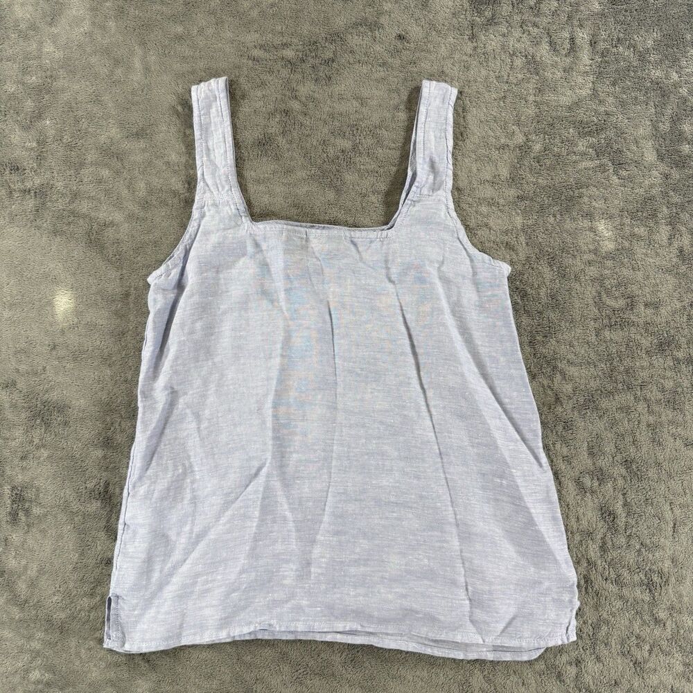 Tahari 100 % Hemp Women's Square Neck Powder Blue Tank Top Darts at Bust XS - Picture 2 of 4